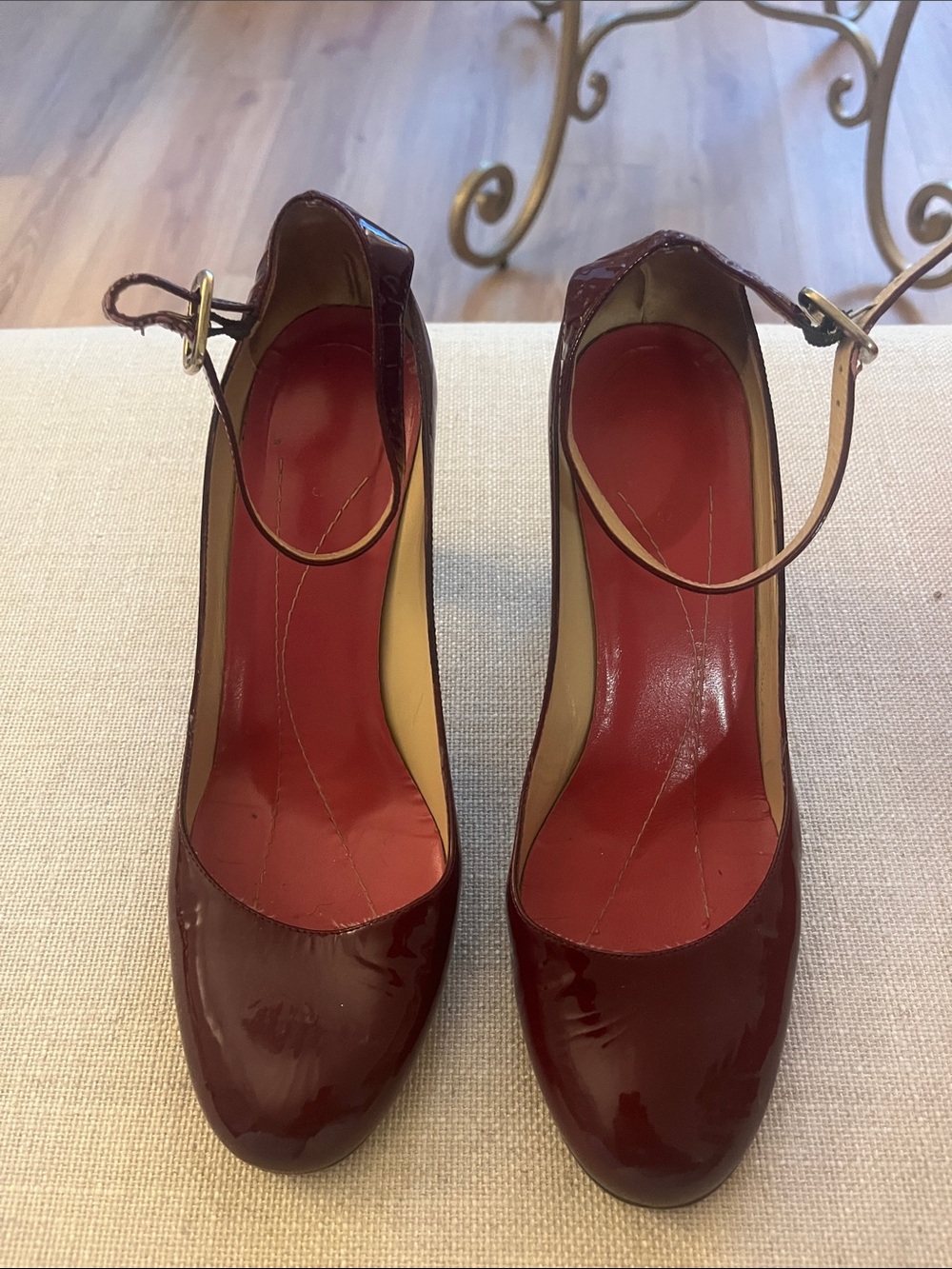 kate spade Burgundy Patent Ankle-Strap Pumps